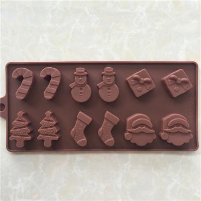 China 12 Grid Christmas Tree Qq Candy Mold Fondant Silicone Christmas Candy Viable Molds for sale