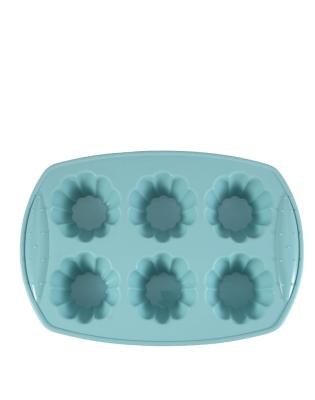 China Viable Food Grade Silicone Tray Mold Shell 6 Holes Donut Cake Around Bottom Mini Muffin Mold for sale