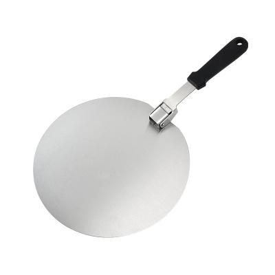 China 12 Inch Handle Extra Large Round Stainless Steel Pizza Skin Pusher Stick Durable Folding Rubber Skin for sale