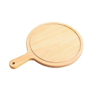 China Sustainable Fruit Board Pizza Dish Hard Bread Tray Rectangle Wood Board Pizza With Handle for sale