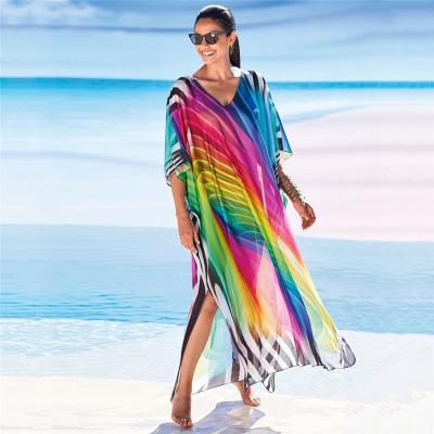 China D3970 Private Label Breathable Rainbowing Women Swim Cover Up Dress Beach Cover Ups for sale