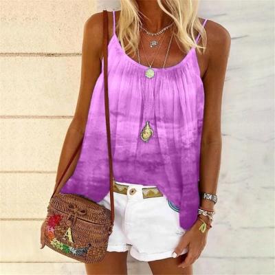 China Anti-pilling wholesale D3819 customized plus size sleeveless blouse tie dye tops woman for sale