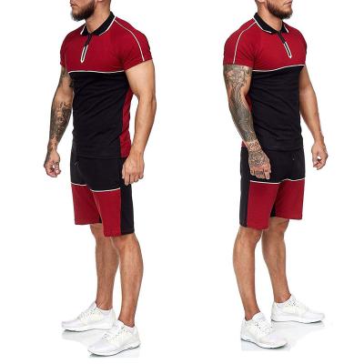 China Anti-wrinkle hot sale summer casual sports shorts sleeves fitness plus size men's T-shirts set 2 piece short set men for sale