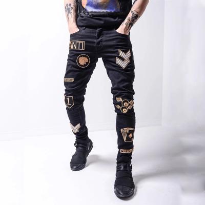 China 2021 Factory Wholesale Mens Breathable Jeans Embroidered Slim Stretch Mens Pants for sale