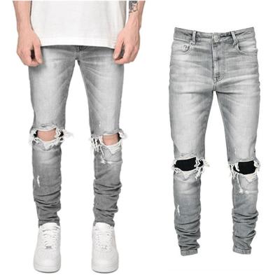 China Breathable New Design Custom Destroyed Ripped Jeans Mens Skinny Jeans for sale