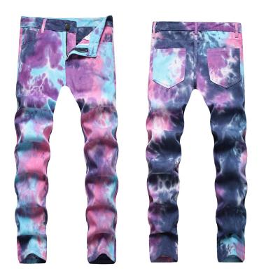 China New Colorful Breathable Fashionable Jeans Tie Dye Loose Pants Jeans Mens Jeans for sale