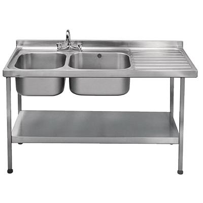 China With Faucet Restaurant Kitchen Equipment High Quality Double Bowl Kitchen Sink With Drainer for sale