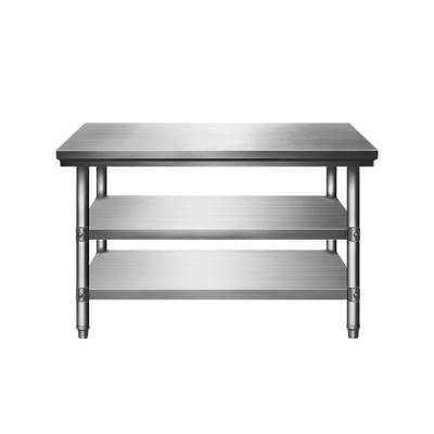 China Industrial Commercial Hotel Hotel Workbench Industrial Commercial Hotel Double Cold Rolled Stainless Steel Workshop Thickened Kitchen Table for sale