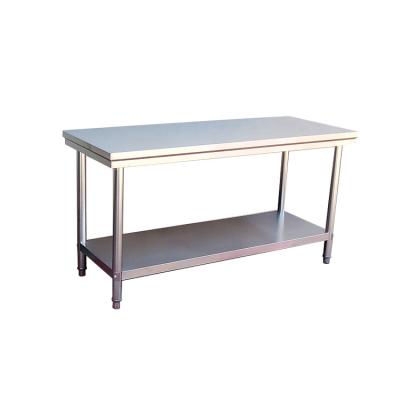 China Steel+Stainless Waterproof and Anti-Corrosion Dining Table Double Stainless Steel Workbench Kitchen Hotel Outdoor Cold Rolled Outdoor Table for sale