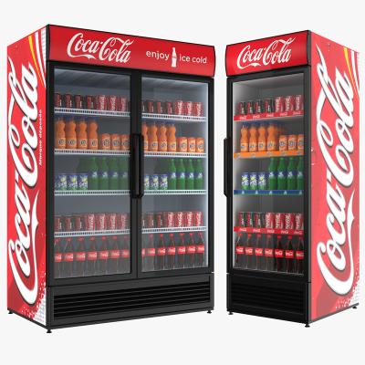 China Commercial Single-temperature Mini Glass Door Display Fridge / Energy Drink Fridge With LED Logo for sale