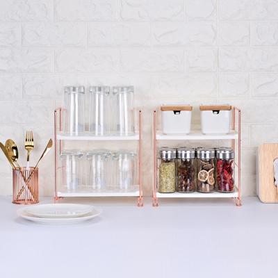 China Rose Gold Bathroom Countertop Organizer Luxurious Viable, 3 Tier Vanity Tray Cosmetic Skincare Makeup Storage for sale