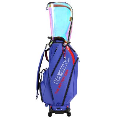 China Outdoor PU Propeller Golf Clear Cover Golf Club Carry Bags Golf Sports Lightweight Caddy Bag Customize Logo for sale