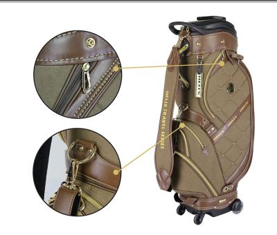 China PU china factory price propeller golf bag, golf cart bag, golf with 4 ways wheels for sale