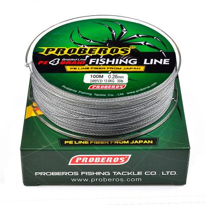 China 5 colors wholesale high strength 100m 4 strand pe braided fishing line for sale