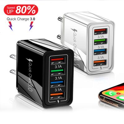 China Wholesale Universal Mobile Phone Wall Charger Power Supply Adapter 3.1A 4 Port USB Charger Adapter For iPhone for sale