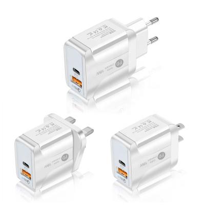 China Mobile Phone China Factories US/EU/UK Plug QC3.0+PD 18W Fast Home USB Charger Wall Adapter for sale