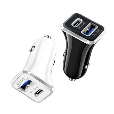 China Mobile Phone 12W Quick Charger QC3.0 + PD Mini Car Charger Adapter Dual Port With Box Packing for sale