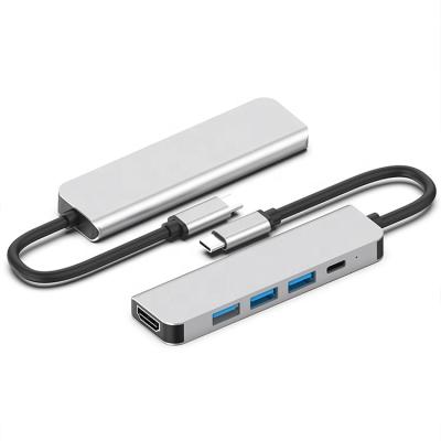 China Portable Laptop Multiport Adapter 5 Port USB Hub with HD-MI+ USB 3.0*3+ PD USB C 5 Ports for sale