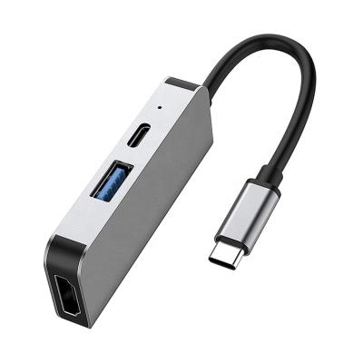 China Portable Docking Station 3 In 1 USB 3.0 Multi Hub Type C With HD-MI HDTV +USB 3.0 +PD Type C Port for sale