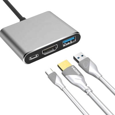 China USB 3.0 Portable Hub High Speed ​​3 in 1 HDTV 4K Hub Type C to HD-MI and PD Port for Macbook for sale