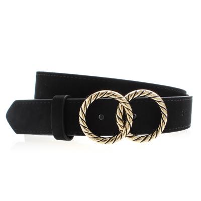 China Custom wholesale ALLOY fashion all-match double buckle ladies metal buckle belt PU belt for sale