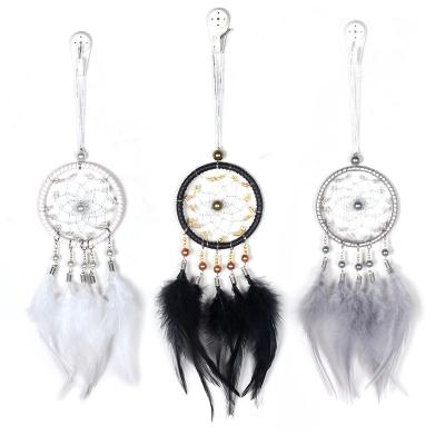 China Dream Bohemian Feather Catcher Car Bilink Decor Rear View Mirror Charms Dream Hanging Ornament Chain Catcher Car Accessories for sale