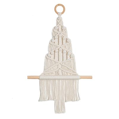 China Bilink Christmas Day Bohemian Christmas Tree with Rope Raw White Tapestry Cotton Home Decoration Tapestry for sale