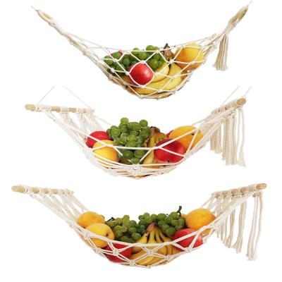 China Handmade Modern Custom Macrame Macrame Fruit Storage Banana Kitchen Organizer Cotton Bilink Fruit Hanging Hammock for sale