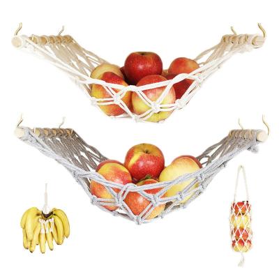 China Bilink Handmade Modern Vegetable Hammock Fruit Handwoven Bohemian Hanging Hammock with 4 Hooks for sale