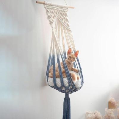 China Custom Made High Quality Breathable Cat Bed Macrame Hammock Bilink Cat Sleep Hammock Cage Hanging For Pet Home Decoration for sale