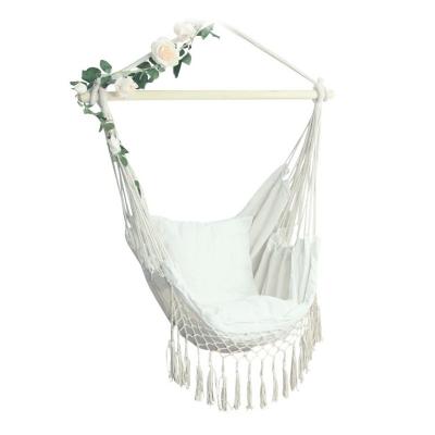 China Hot-selling Bohemian Swing Hammock Indoor Outdoor Lightweight Swing Chair Bilink Amazone Hanging Chair with Wooden Stick Cotton Hanging Rope for sale