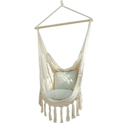 China Bilink Custom Macrame Swing Bohemian Chair with Pocket Hammock Sturdy Cotton Canvas Hanging Hammock Chair for sale