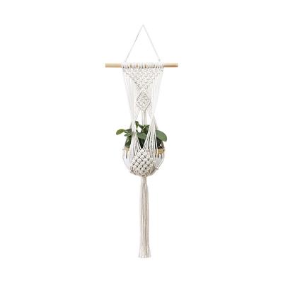 China Eco-friendly Indoor Planter Basket Wall Hanging Bilink Flower Pot Holder Boho Home Decor Long Macrame Plant Hanger for sale