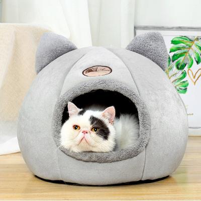 China New Agriculture Deep Sleep Comfort in Winter Cat Bed Mat Basket Small for Indoor Cat House Products Pets Tent Cozy Cave Beds for sale