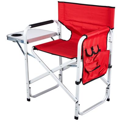 China Modern Folding Steel Director Chair With Cup Table And One Side Bag for sale