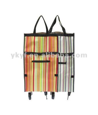 China Color Promotional Two Wheel Folding Foldable Shopping Bag Portable Tote Bag for sale