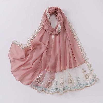 China Multifunction New Women Chiffon Colorful Lace Long Scarf Ethnic Ethnic Headscarf Cover Hijab Scarf Middle East Muslim Hijabs Shawl Scarf for sale