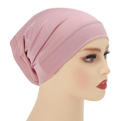 China Daily Life Wear Wholesale Muslim Bottom Hat Women Instant Scarf Modal Silk Cotton Jersey Satin Lined Silk Inner Hijab Caps for sale