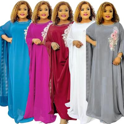 China Muslim Women Daily Clothing African Oversized Robe Women's Plus Size Casual Clothing Chiffon Embroidered Dress for sale