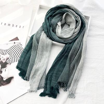 China Multifunction Fashion Striped Men Scarf Cotton Linen Autumn Winter Men's Pashmina Warm Neckerchief Casual Male Accessories Bufanda Shawl for sale