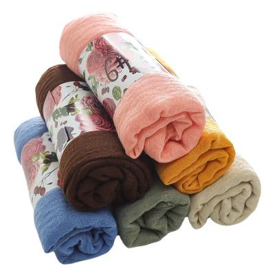 China Multifunction Fashion Cotton Linen Solid Muslim Headband Summer Beach Scarf Sun Protection Women Scarf Shawl for sale