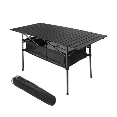 China Easy Carrying Hot sale modern design beach camping aluminum black folding table for sale