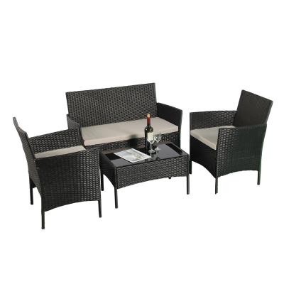 China Modern Promotional Outdoor Sofa Rattan Chair Set Courtyard Leisure Living Room Four-piece Rattan Sofa Combination for sale