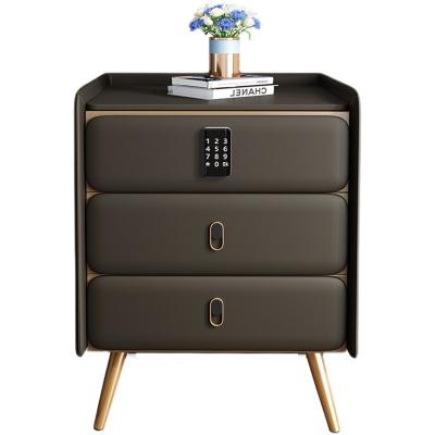 China Adjustable (other) Cheap bedside table modern three drawer solid wood multifunctional bedside table with lock and rechargeable bedside table for sale