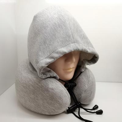 China Anti-Static Factory Direct Creative Hooded U-shaped Neck Pillow Solid Color Travel Head And Neck Office Nap Pillow Custom Wholesale for sale