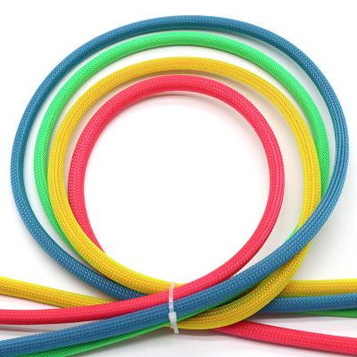 China Braided PET Wire Sleeving Expandable Insulated Cable High Density Tight 2mm-100mm Protection UV Pure Color for sale