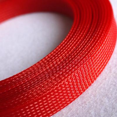 China 3-25mm Insulation Tight High Density Expandable Sleeving PET Braided Wire Sleeve Insulated Cable Single Color for sale