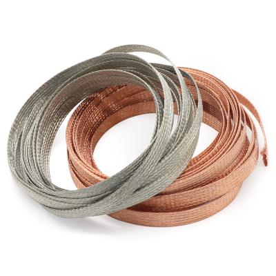 China Tinned Plating Copper Tinned Copper Expandable Cable 2mm | 30mm Width Metal Plating Braided Sleeve Screening Protected Sleeving for sale