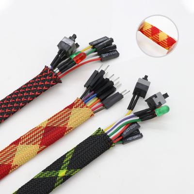 China New PET Electrical Tight High Density Expandable Braided Sleeve Colorful Devices Cable Insulated Protection 2-100mm Customization Width for sale