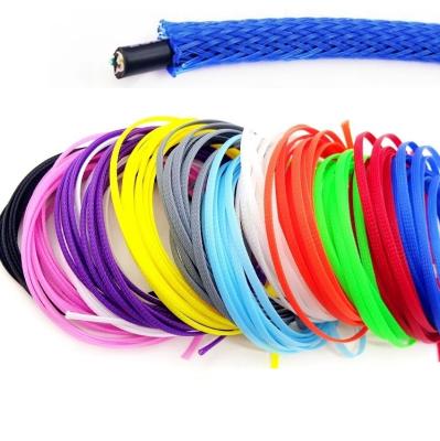 China Wires Harness PET Braided Expandable Wire Wrap Color Customized Sheath Protector Nylon Insulated High Density Stretched Harness Wires 3mm-100mm for sale